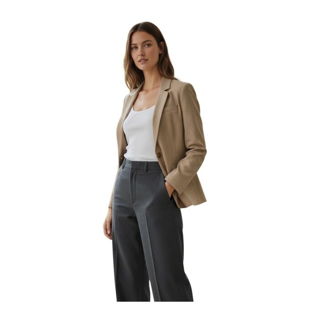 J. Crew Factory Camel Pinstripe Single-Button Blazer